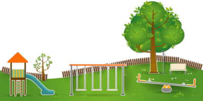 Kids playground pop up paper cut style illustration png