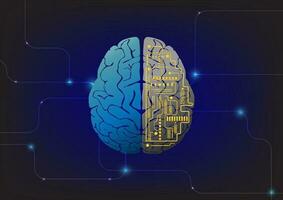 Artificial brain on technology background vector