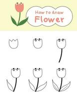 How to draw doodle cute flower for coloring book vector