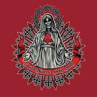 Holy Death, skeleton, grunge vintage design t shirts vector