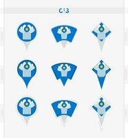 CIS flag, set of location pin icons of CIS flag. vector