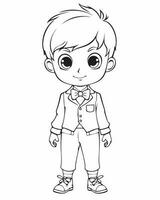 Small boy coloring page vector