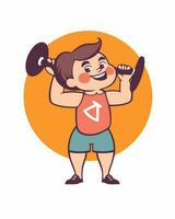 Boy lifting weight vector