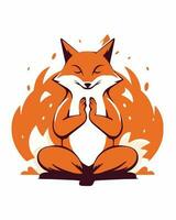 Zen relaxed fox vector