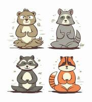 Meditating forest animals vector