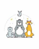 Animal friends posing vector