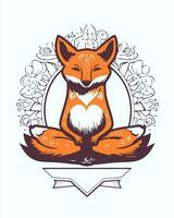 Meditating red fox vector
