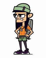 Confused cartoon hiker vector