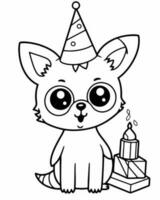 Birthday animal coloring page vector