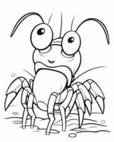 Shrimp coloring page vector