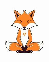 Relaxed fox meditating vector