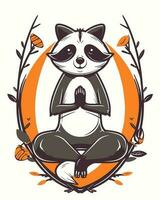 Raccoon meditation pose vector