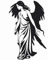 black and white angel vector