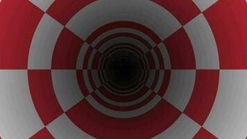 red and white checkboard 3d tunnel moving forward loop animation 4k video