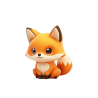 Cute Adorable Little Fox, 3D Illustration on Isolated Background, png