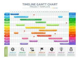 cronograma Gantt gráfico infografía modelo antecedentes vector