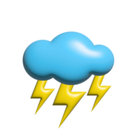 thundercloud icon illustration in 3d style. glowing lightning cloudy illustration design. png