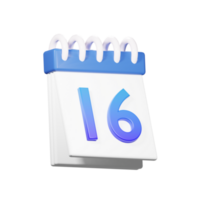 3d dieciséis fecha icono png