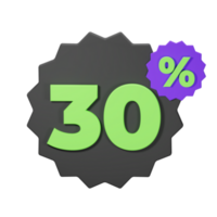 3d icono etiqueta 30 porcentaje descuento png