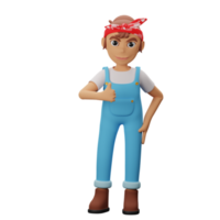 3d fuerte mujer personaje png