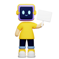 3D Robot head Character png