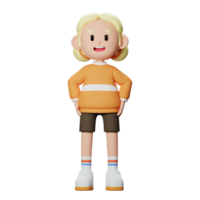 3D Happy Girl Character png