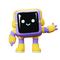 3d gelukkig kubus robot png