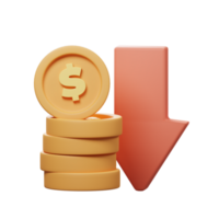 3D Down Investment Icon png