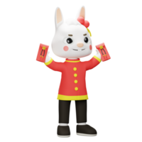 3D China Rabbit Character png