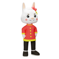 3D China Rabbit Character png