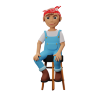 3D Strong Women Character png