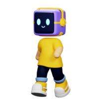 3D Robot head Character png