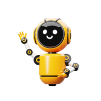 3d laranja robô personagem feliz png