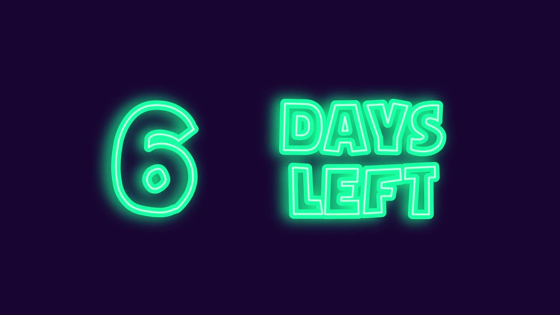 6 Days Left Neon sign animation 23404963 Stock Video at Vecteezy