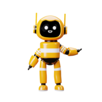 3d icona giallo robot contento png
