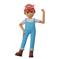 3d fuerte mujer personaje png