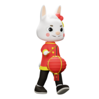 3D China Rabbit Character png