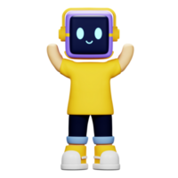 3D Robot head Character png