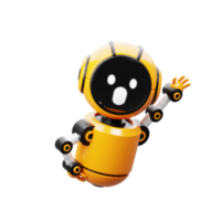 3d Orange Roboter Charakter fliegend png