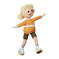 3d feliz menina personagem png