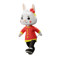 3D China Rabbit Character png