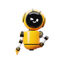3d Orange Robot Character png