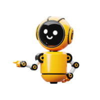 3d Orange robot personnage montrer du doigt png