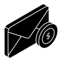 Money envelope icon in solid designWeb vector