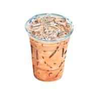 Watercolor Painting of Iced Coffee png