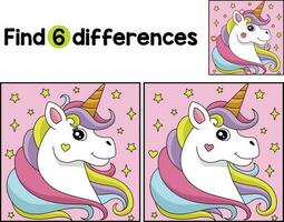 Unicorn Head Find The Differences vector