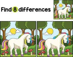 Unicorn in a Forest Find The Differences vector