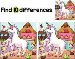 Unicorn in a Candyland Find The Differences vector