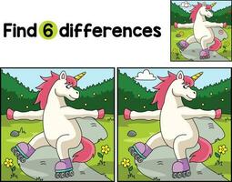 Unicorn on the Roller Skates Find The Differences vector