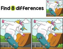 Unicorn on a Skateboard Find The Differences vector